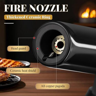 Газовий запальник для кухні з регульованим полум'ям Jet, одноручний, для приготування їжі, грилю, паяння (без газу), Zq1-bk