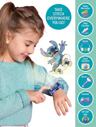 Дитячий розумний годинник Lisciani Stitch Smartwatch з камерою, іграми та функціями ліхтарика, будильника та таймера