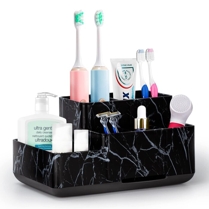 Тримач для зубних щіток з підсвічуванням, електричної зубної щітки, знімний, для зберігання зубної пасти та бритви, легко миється, білий (чорний)
