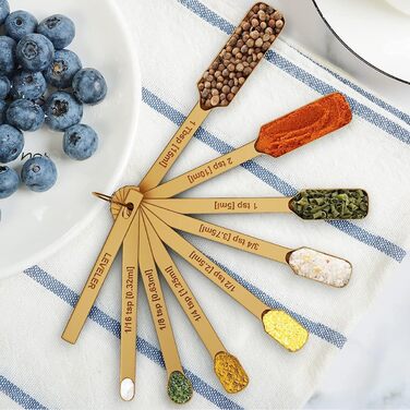 Wildone Copper Measuring Cups and Spoons, 21-Piece Set, including 7 Nesting Measuring Cups, 8 Measuring Spoons, 1 Leveler, and 5 Mini Measuring Spoons, ideal for dry and liquid ingredients