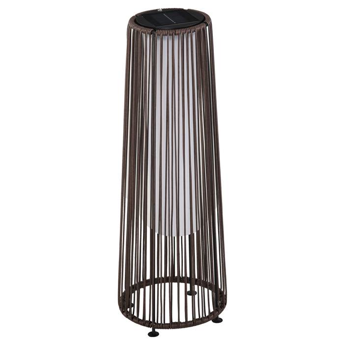 Outsunny Solar Lamp, Garden Lamp, Rattan Solar Light, Automatic LED, Brown, 21.5 x 21.5 x 61 cm | Aosom