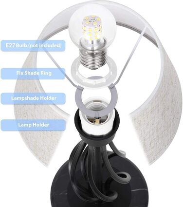 Настільна лампа YBING з льняним покриттям, 2 шт., для спальні, вітальні, комода. Пара ламп з чорного мармуру та льняним абажуром.