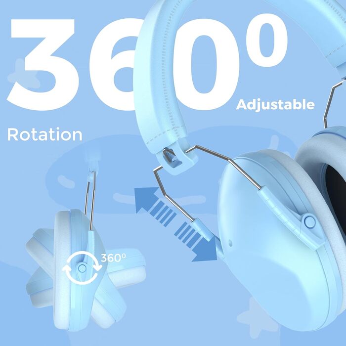 Навушники для захисту від шуму ProCase для дітей, блакитні, регульовані, NRR 22 dB