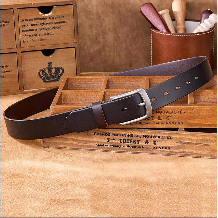 Чоловічий шкіряний ремінь - Jeansgürtel для чоловіків | З подарунковою коробкою | Ширина 38 мм | Колір: коричневий