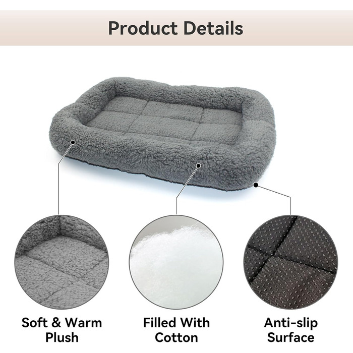 М'яке ліжко для котів та собак Namsan, плюшеве, теплий килимок, 45x60 см, сірий