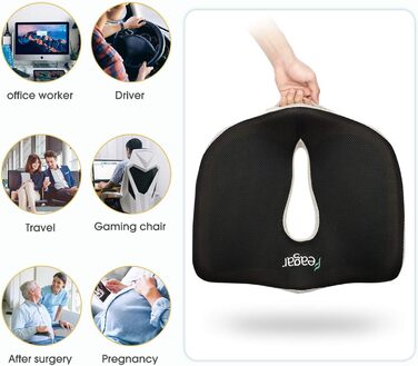 Гелеве сидіння Feagar: ортопедична подушка для офісного крісла, авто, інвалідного візка, для спини, гелевий наповнювач, 60-100 кг