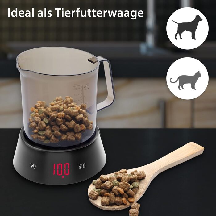 Digital Measuring Cup Scale | Dishwasher-Safe Measuring Cup with Weighing Station | 1 L and max. 3 kg