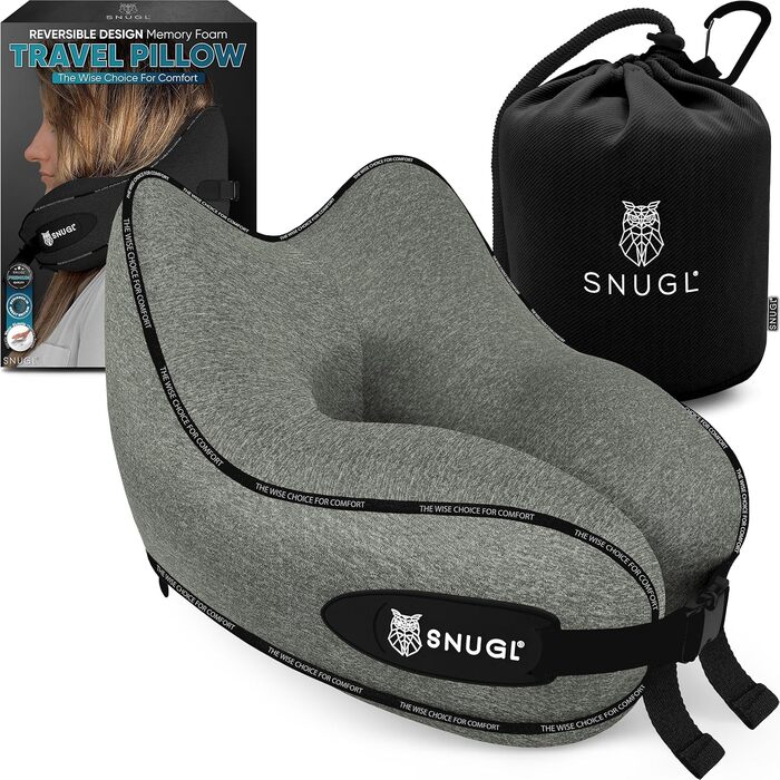 Подушка для шиї SNUGL з піною з пам'яті, миюча та регульована | М'яка подушка для шиї для подорожей на літаку, автомобілі та в дорогу | Подушка-вирязка для шиї, Neck Travel Pillow (дорослий, маленький, світло-зелений)