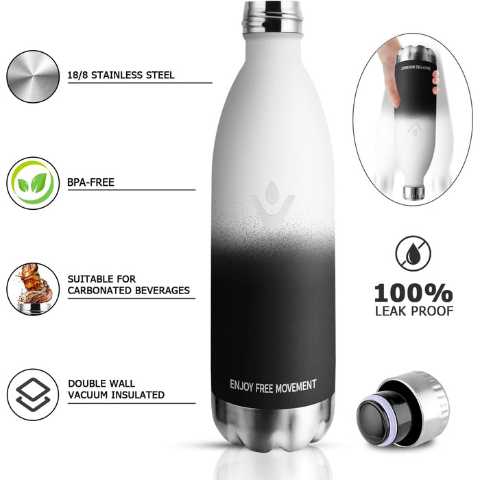 Термофляга 1000 мл, сталева, без BPA, для спорту та подорожей, зелена