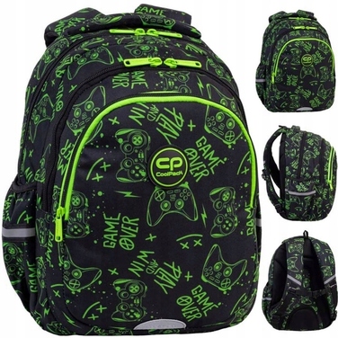 Багатовідсіковий шкільний рюкзак CoolPack, чорний з зеленим, 21 л