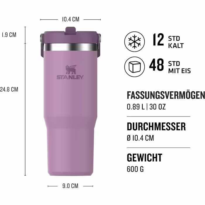 Stanley Flip Straw Tumbler 1.0 Water Bottle with Straw 0.89L - Thermos Bottle Keeps 12+ Hours Cold - Dishwasher Safe - Sports Bottle - Water Bottle BPA Free - (Lilac)
