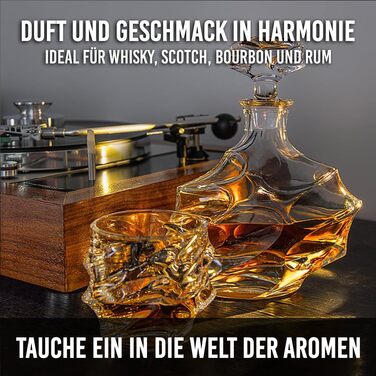 Набір віскі 5 предметів: графин 750 мл та 4 келихи 330 мл. Ідеальний подарунок на день народження та День батька. Безпечний, без свинцю, BPA-Free.