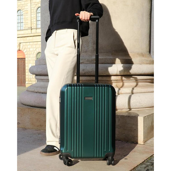 Набір валіз FERGÉ 3 шт. з жорстким корпусом, TSA-замком, Канни. Валіза-тролей, набір (Ручна поклажа, L, XL). 3 шт. валізи з жорсткого корпусу, роликові валізи, 4 м'яких роликів - дуже міцний валіза з полікарбонату. Колір: смарагдовий
