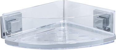 WENKO Vacuum-Loc Bathroom Corner Shelf Quadro UNO, With Removable Bowl, Mounting Without Drilling, Stainless Steel/Plastic, 28 x 8.5 x 19.5 cm