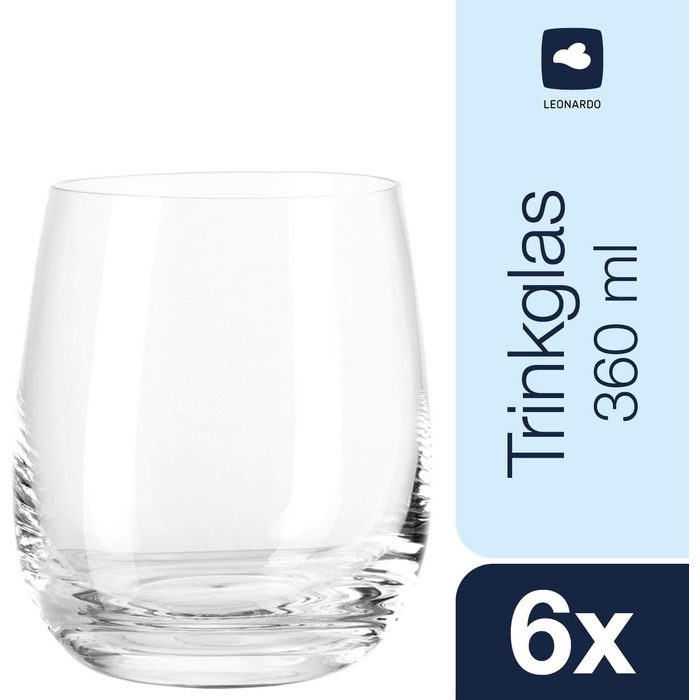 Leonardo TIVOLI Set of 6 Small Glasses, Clear Glass, 6 Pieces (1 Pack), 6