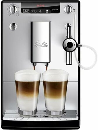 Melitta Solo & Perfect Milk – Fully Automatic Coffee Machine with Milk System, Cappuccino Machine for coffee or cappuccino, silver. Silver Fully Automatic Coffee Machine.