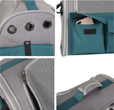 Транспортна сумка для домашніх тварин: котів та собак до 10 кг, рюкзак, дихаюча, складана, блакитна, для подорожей, схвалена авіакомпаніями