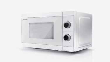 Мікрохвильова піч SHARP R200BKW Solo, 20 л, 800 Вт, 5 режимів, таймер, функція розморожування за вагою, енергозберігаючий режим, скляний піднос 25,5 см