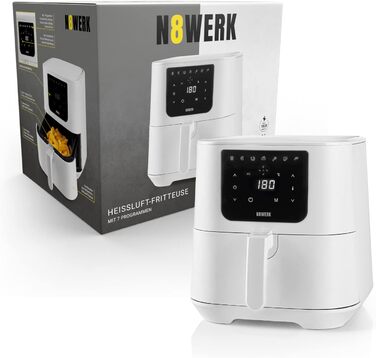 Фритюрниця-конвекційна піч Heißluftfritteuse Midnight Edition 5.5 л, білий колір, 1800 Вт, 7 програм, цифровий дисплей