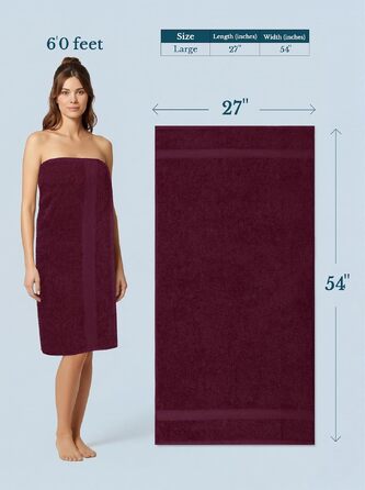 Набір банних рушників Utopia Towels, 100% бавовна, преміум якість 600 г/м², гігроскопічні та м'які, бордовий колір (4 шт.)