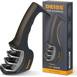 Deiss PRO Точилка для ножів 3-ступенева - професійна для кухонних, мисливських та керамічних ножів. Відновлює та полірує леза