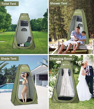 Camping Privacy Tent with Shower - Pop Up Changing Room & Toilet Shelter - UV 50+ Protection - Portable Outdoor WC Tent for Camping & Beach - Includes Carry Bag