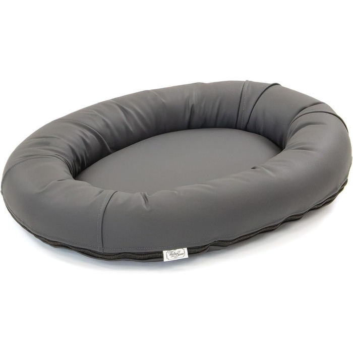 Wallace & Jones | Преміум собаче ліжко Болтон, диван для собак 63x50 см, штучна шкіра, для маленьких собак, прихований блискавка, миється, нековзне, темно-сірий 63 x 50 см, темно-сірий