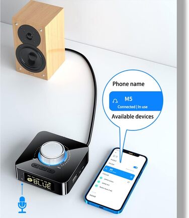 Bluetooth 5.0 Аудіоприймач: Stereo Receiver з LED дисплеєм, Aux/RCA виходи для TV, колонки, комп'ютер