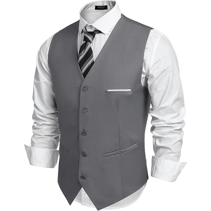 Костюмний жилет чоловічий COOFANDY, V-подібний виріз, Slim Fit, сірий (M)