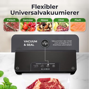 KLAMER Vakuumierer Classic Pro 80 (2024) - Професійний вакуумний пакувальник для продуктів (2024), чорний