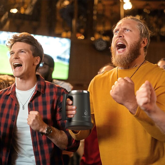 Термокружка для пива Ideus® 710мл з нержавіючої сталі, 34oz, сіра. Ідеально для Октоберфесту