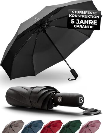 Чорний парасолька Logan & Barnes Boston: штормовий, з тефлоновою просоченням, до 140 км/год