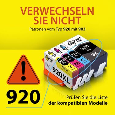 Комплект картриджів Smart Ink для принтерів HP Officejet 920XL (8 шт: 2 чорних, 2 блакитних, 2 пурпурових, 2 жовтих) — сумісні з HP Officejet 6000, 6500, 6500A, 7000, 7500A