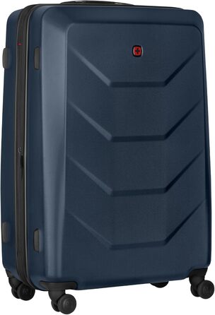 WENGER Pryo hard-shell suitcase with 4 wheels, trolley, medium-sized, 59 (67) l, security lock, for men, travel, vacation, 612537 (Blue, L)
