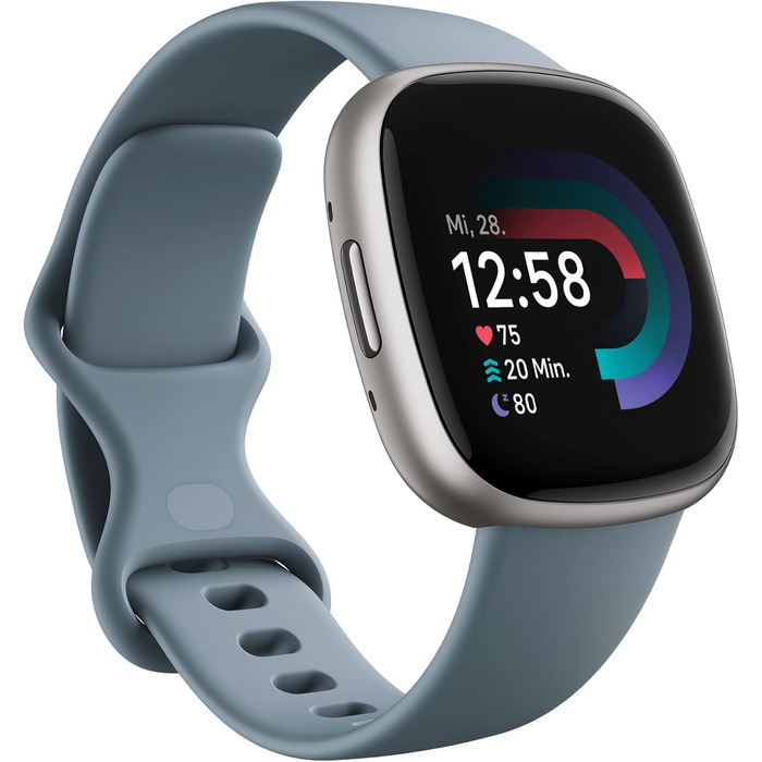 Фітнес-годинник Fitbit Versa 4 – розумний годинник для жінок та чоловіків з GPS, телефоном, 6 днів роботи батареї та 40+ тренуваннями. Сумісний з Android/iOS. Кольори: піскорожевий / алюміній в мідно-рожевому (блакитний водоспад / алюміній в платині)