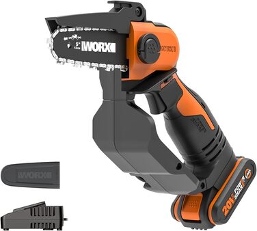 WORX WG324E Cordless One-Handed Pruning Saw 20V - 12cm Sword Length - Lightweight & Comfortable - PowerShare Compatible - with Battery and Charger