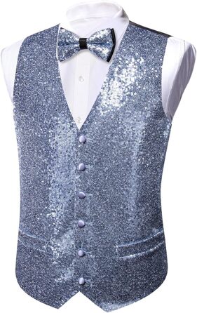 Блакитна жилетка для чоловіків Barry.Wang з паєтками, метеликом, комплект, блискуча, для вечірок, фестивалів, дискотек, випускного, XL