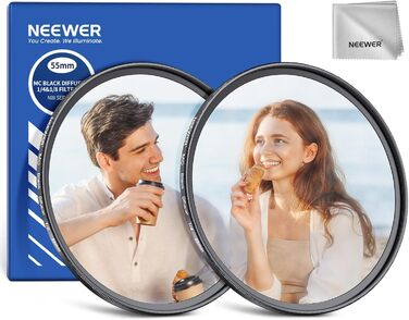 NEEWER Фільтр дифузії 55mm (2 шт.) для об'єктива камери, 1/4 & 1/8, з кейсом та серветкою, для створення кіноефекту та портретної зйомки