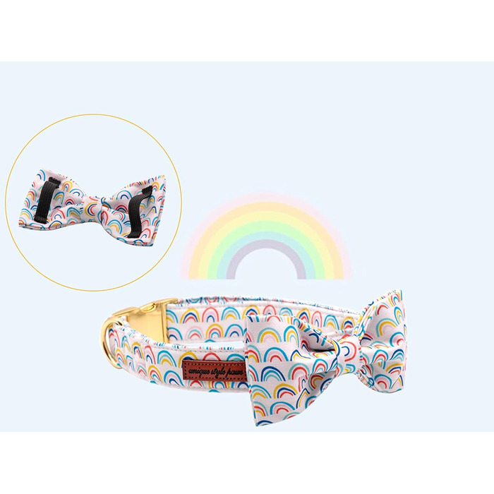 Нашийник для собак Unique Style Paws з метеликом, регульований, для середніх собак (L, Райдужний)