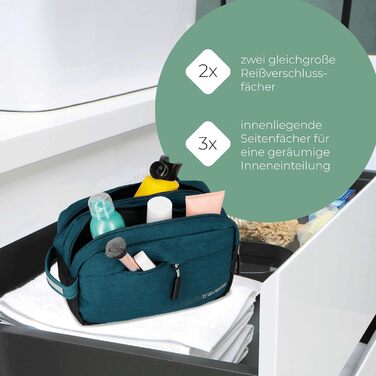 Косметичка для ручної поклажі Travelite Kick Off: практична культбагаж для подорожей та спорту, 26 см, 5 л, сірий (петроль)