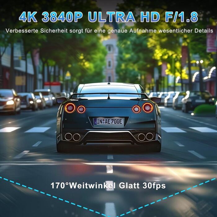 Відеореєстратор SIGRILL 4K/2K/1080p з Wi-Fi, двокамерний, з SD-картою 64GB, нічне бачення, кут огляду 170°, G-сенсор, паркувальний режим, Loop-запис, підтримка до 256GB