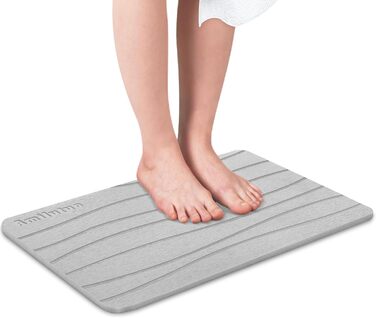 Amilutuo Badematte Stein, Diatomite Stone Bath Mat, Non-Slip Stone Bath Mat, Quick-Drying Stone Bath Mat (Dark Gray C, 60 x 39 cm) Dark Gray Curved Pattern 39x60cm