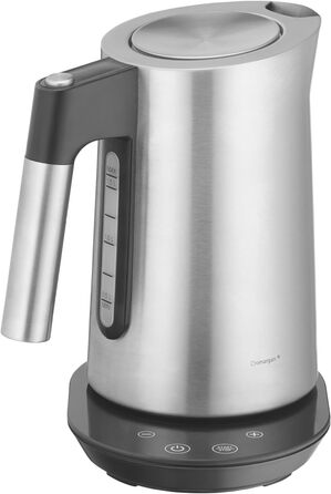 WMF Kineo Kettle with Temperature Setting, 1.6L, Scale Filter, 3000W, Live Temperature Display, Stainless Steel Matte Electric Kettle, Cromargan Single