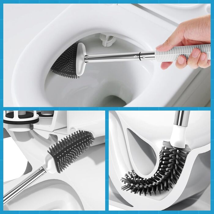 Набір для туалету: щітка для унітазу з тримачем, нержавіюча сталь та силікон, настінний кріплення, чорний колір (Weiß B)