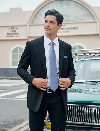 Набір краваток чоловічих HISDERN (3 шт.) шовкових, класичні, елегантні + нагрудна хустинка для весілля та свят - Z-TB3-12