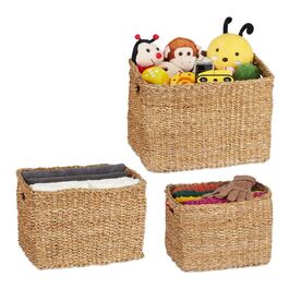 Relaxdays 3-Piece Seagrass Storage Basket Set