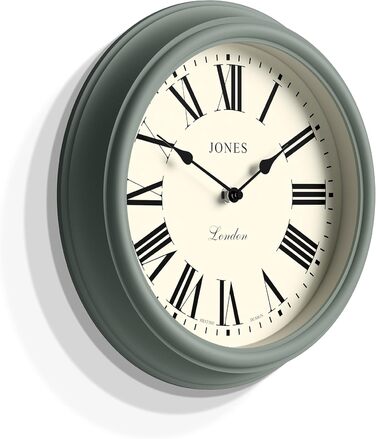 JONES CLOCKS® Venetian Wall Clock | Classic Round | 30cm | Green | Roman Numerals | Traditional design ideal for kitchen, living room, or bedroom