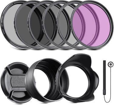 Набір фільтрів NEEWER 40.5mm ND2 ND4 ND8 UV FLD CPL (кругла поляризація) з кришкою об'єктива