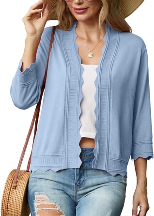 Жакет-кардиган жіночий літній з рюшами GRECEREE. Боеро, світло-блакитний, розмір S