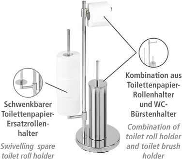 Набір для туалету WENKO Neo: тримач туалетного паперу та щітки, нержавіюча сталь, сріблястий, 30 x 73 x 20 см